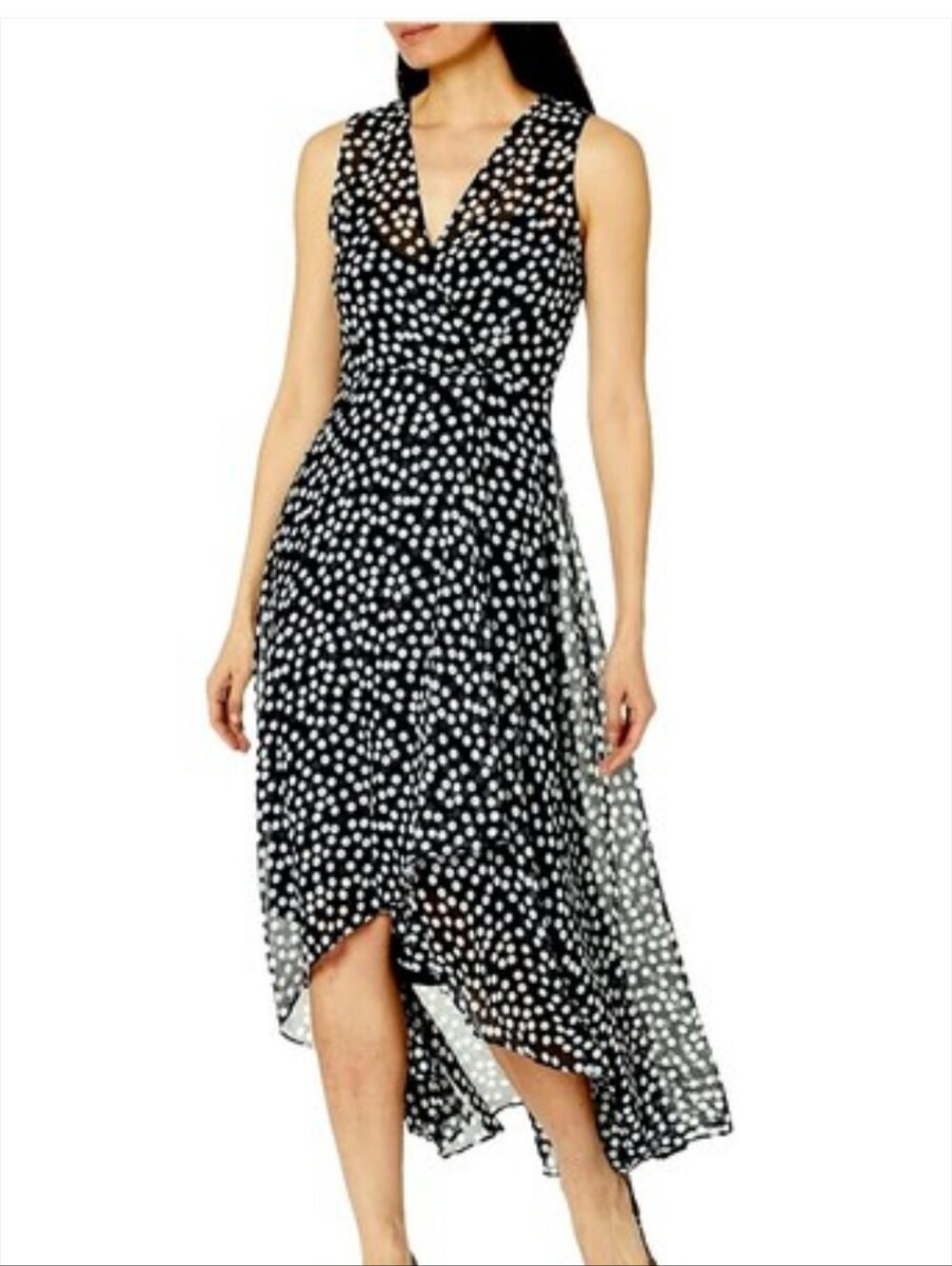 Calvin Klein Faux Wrap Top Hi-lo Slip Dress